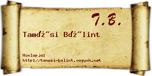 Tamási Bálint névjegykártya